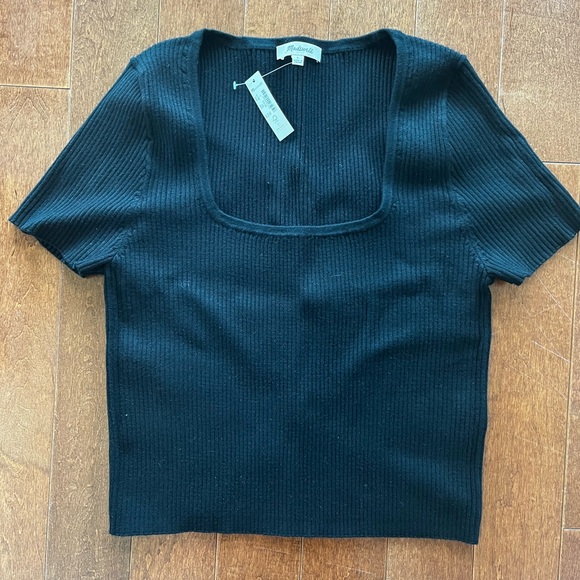 Black Madewell square-neck crop sweater tee (ribbed) - Picture 2 of 3